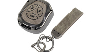 Алюминиевый чехол ключа sal-man с брелоком (серый с текстурой кожи) для Лада Приора, Калина, Калина 2, Гранта, Гранта fl до 2019 г.в. и с 2023 г.в., Датсун