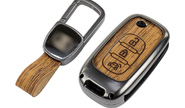 Алюминиевый чехол ключа sal-man с брелоком (текстура коричневого дерева) для Лада Веста, Икс Рей, Искра, Ларгус fl, Лада Гранта fl 2018-2023 г.в.
