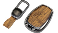 Алюминиевый чехол ключа sal-man с брелоком (текстура коричневого дерева) для Лада Ларгус, renault, nissan