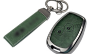 Алюминиевый чехол ключа sal-man с брелоком (зеленый с текстурой кожи) для Лада Ларгус, renault, nissan