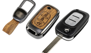 Выкидной ключ замка зажигания без чипа с алюминиевым чехлом (текстура коричневого дерева) для Лада Веста, Икс Рей, Ларгус FL