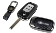 Выкидной ключ замка зажигания без чипа с алюминиевым чехлом (текстура черного карбона) для Лада Веста, Икс Рей, Ларгус FL