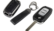 Выкидной ключ замка зажигания без чипа с алюминиевым чехлом (черный с текстурой кожи) для Лада Веста, Икс Рей, Ларгус fl