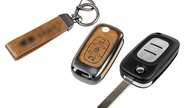 Выкидной ключ замка зажигания без чипа с алюминиевым чехлом (коричневый с текстурой кожи) для Лада Веста, Икс Рей, Ларгус fl
