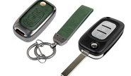 Выкидной ключ замка зажигания без чипа с алюминиевым чехлом (зеленый с текстурой кожи) для Лада Веста, Икс Рей, Ларгус fl