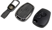 Корпус ключа зажигания без чипа с алюминиевым чехлом (текстура черного дерева) для Лада Ларгус