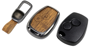 Корпус ключа зажигания без чипа с алюминиевым чехлом (текстура коричневого дерева) для Лада Ларгус
