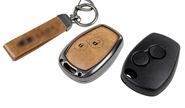 Корпус ключа зажигания без чипа с алюминиевым чехлом (коричневый с текстурой кожи) для Лада Ларгус