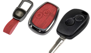 Корпус ключа зажигания с жалом (без чипа) с алюминиевым чехлом (текстура красного дерева) для Лада Ларгус