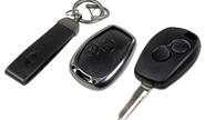 Корпус ключа зажигания с жалом (без чипа) с алюминиевым чехлом (черный с текстурой кожи) для Лада Ларгус