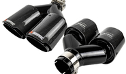 Раздвоенные насадки глушителя открытого типа (2шт) из нержавеющей стали со скосом и накладками&nbsp;глянцевый карбон