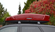 Акриловый аэродинамический двусторонний бокс-багажник pt group space red luxe (490л) на крышу