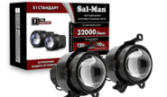 Диодные ПТФ sal-man 120w 32000lux с защитой от перегрева и запотевания для Лада Приора, Шевроле Нива с 2009 г.в., Лада Нива 2123, ГАЗ Газель