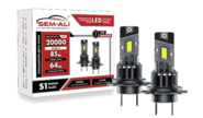 Светодиодные лампы s1 Мини sem-ali 85w 4000k 20000lux с цоколем h7 для Лада Калина, Калина 2, Приора, Веста, Иксрей, Шевроле Нива