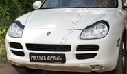Реснички-накладки на передние фары под покраску для porsche cayenne 2002-2010 г.в.