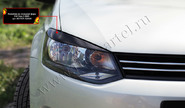 Реснички-накладки на передние фары (широкие) под покраску для volkswagen polo 5 2009-2016 г.в.