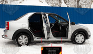 Накладки на внутренние пороги дверей Русская Артель со скотчем для renault logan 2004-2013 г.в.