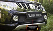 Зимняя заглушка решетки переднего бампера Русская Артель для mitsubishi l200 2015-2018 г.в.