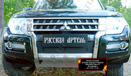 Зимняя заглушка решетки переднего бампера Русская Артель для mitsubishi pajero 4 2014-2022 г.в.