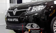 Зимняя заглушка решетки переднего бампера Русская Артель для renault logan 2 2014-2017 г.в. в комплектациях privilege, privilege luxe