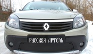 Зимняя заглушка решетки переднего бампера Русская Артель для renault sandero stepway 2009-2013 г.в.