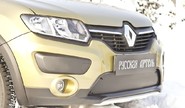 Зимняя заглушка решетки переднего бампера Русская Артель для renault sandero 2 stepway 2014-2017 г.в.