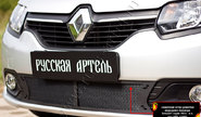 Защитная сетка решетки переднего бампера Русская Артель для renault logan 2 2014-2017 г.в.