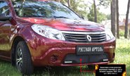 Защитная сетка решетки переднего бампера Русская Артель для renault sandero 2009-2013 г.в. с ДХО