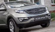 Решетка радиатора Русская Артель с перемычкой (серебристая сетка) для kia sportage 3 2010-2015 г.в.