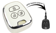 Силиконовый белый чехол ключа (g) с Хром акцентами для peugeot 206, 207, 208, 307, 308, 407, 408, pfrtner, expert, boxer