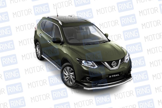 Защита порогов из нержавеющей стали вогнутая ПТ Ø63мм (НПС) для NISSAN X-TRAIL 2015 г.в._1