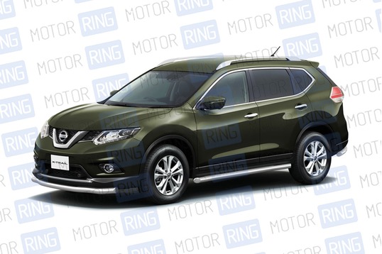 Защита порогов из нержавеющей стали вогнутая ПТ Ø63мм (НПС) для NISSAN X-TRAIL 2015 г.в.