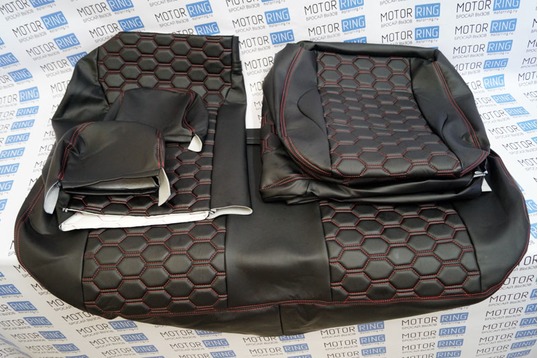 Обивка сидений (не чехлы) экокожа гладкая с цветной строчкой Соты для Шевроле Нива до 2014 г.в.