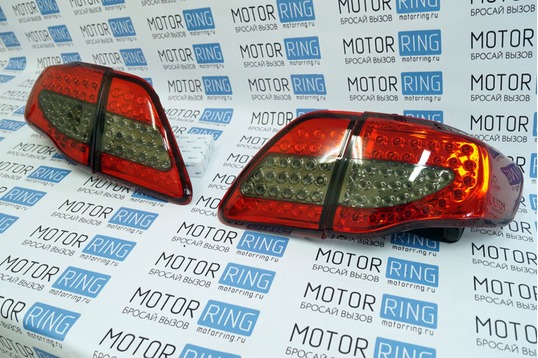 Светодиодные задние тюнинг фонари красные тонированные на Toyota Corolla 2007-2009 г.в._1