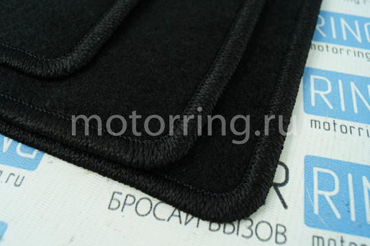 Ворсовые черные коврики в салон для Лада Приора