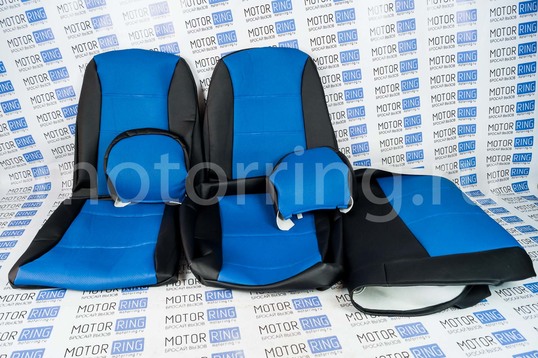 ХалявING! Обивка сидений (не чехлы) экокожа синяя перфорация для ВАЗ 2108-21099, 2113-2115,  Нива 2131 5 дверная (длинная)_1