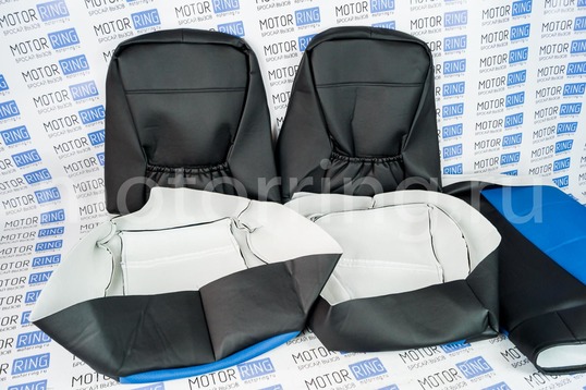 ХалявING! Обивка сидений (не чехлы) экокожа синяя перфорация для ВАЗ 2108-21099, 2113-2115,  Нива 2131 5 дверная (длинная)