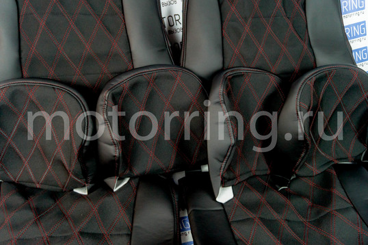 Обивка сидений (не чехлы) экокожа с тканью Полет (цветная строчка Ромб, Квадрат) для ВАЗ 2108-21099, 2113-2115, 5-дверной Лада 4х4 (Нива) 2131