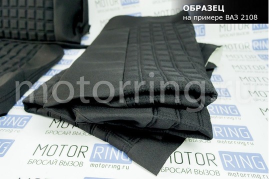Обивка сидений (не чехлы) черная ткань, центр из ткани на подкладке 10мм с цветной строчкой Ромб, Квадрат для Лада Приора 2 хэтчбек