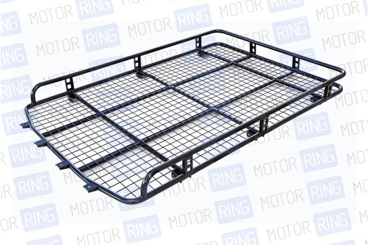 Багажник ТехноСфера Трофи с сеткой без передней перекладины на рейлинги для 5-дверной Лада 4х4, Нива Легенд_1