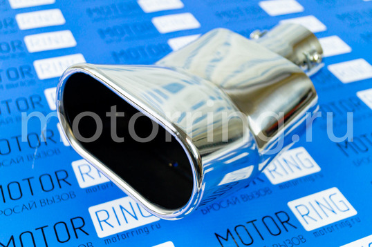 Овальная насадка глушителя Sal-Man HJ-3024 d137х75мм из нержавеющий стали с изгибом_1