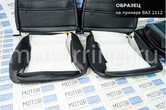 Обивка сидений (не чехлы) экокожа с алькантарой, горизонтальной отстрочкой (Линии) для ВАЗ 2110