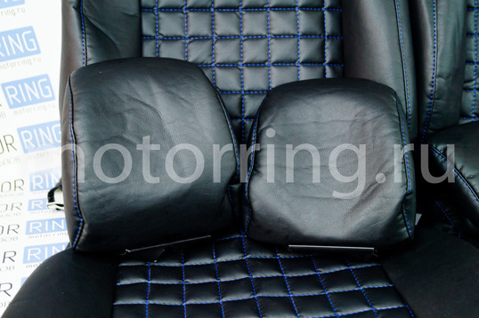 Обивка сидений (не чехлы) экокожа гладкая с цветной строчкой Ромб, Квадрат под цельный задний ряд сидений для Лада Гранта