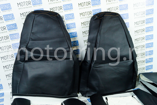 Обивка сидений (не чехлы) экокожа с тканью Полет (цветная строчка Соты) для ВАЗ 2107