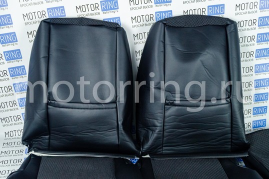Обивка сидений (не чехлы) экокожа с тканью под цельный задний ряд сидений для Лада Гранта