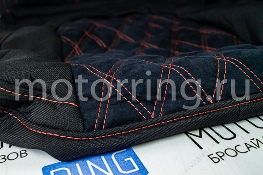Обивка (не чехлы) сидений Recaro ткань с алькантарой (цветная строчка Ромб, Квадрат) для ВАЗ 2110, Лада Приора седан