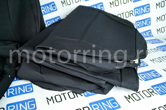 Обивка (не чехлы) сидений Recaro (черная ткань с центром из черной ткани на подкладке 10мм) для ВАЗ 2111, 2112, Лада Приора хэтчбек, универсал