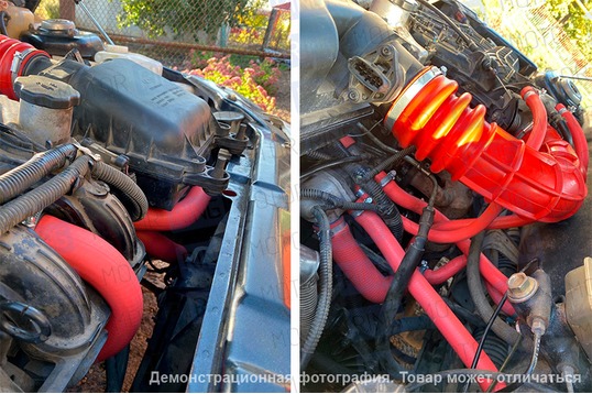 Патрубки двигателя 2112 армированный каучук красные для 16 кл ВАЗ 2110, 2111, 2112
