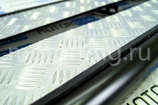 Защита порогов ТехноСфера стальная с алюминиевым листом d63,5 для Chevrolet Trailblazer