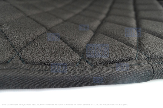 Обивка сидений (не чехлы) черная ткань, центр из ткани на подкладке 10мм с цветной строчкой Ромб, Квадрат для Лада Приора хэтчбек, универсал